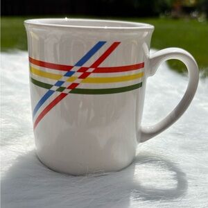Fun vintage 80s Shibata Mug with Color Stripes — Made in Japan